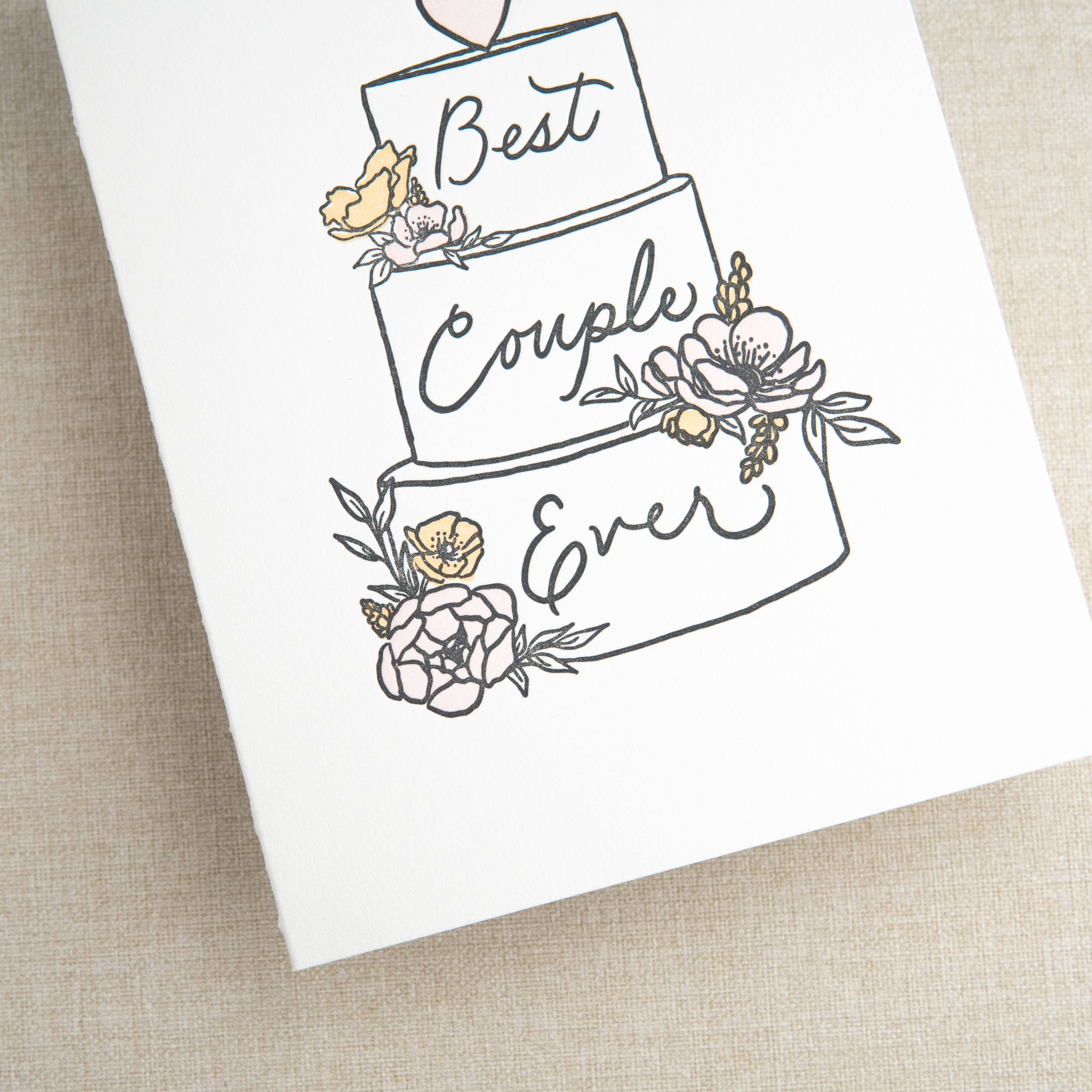 Kindred Letterpress - Best Couple Wedding Cake Card
