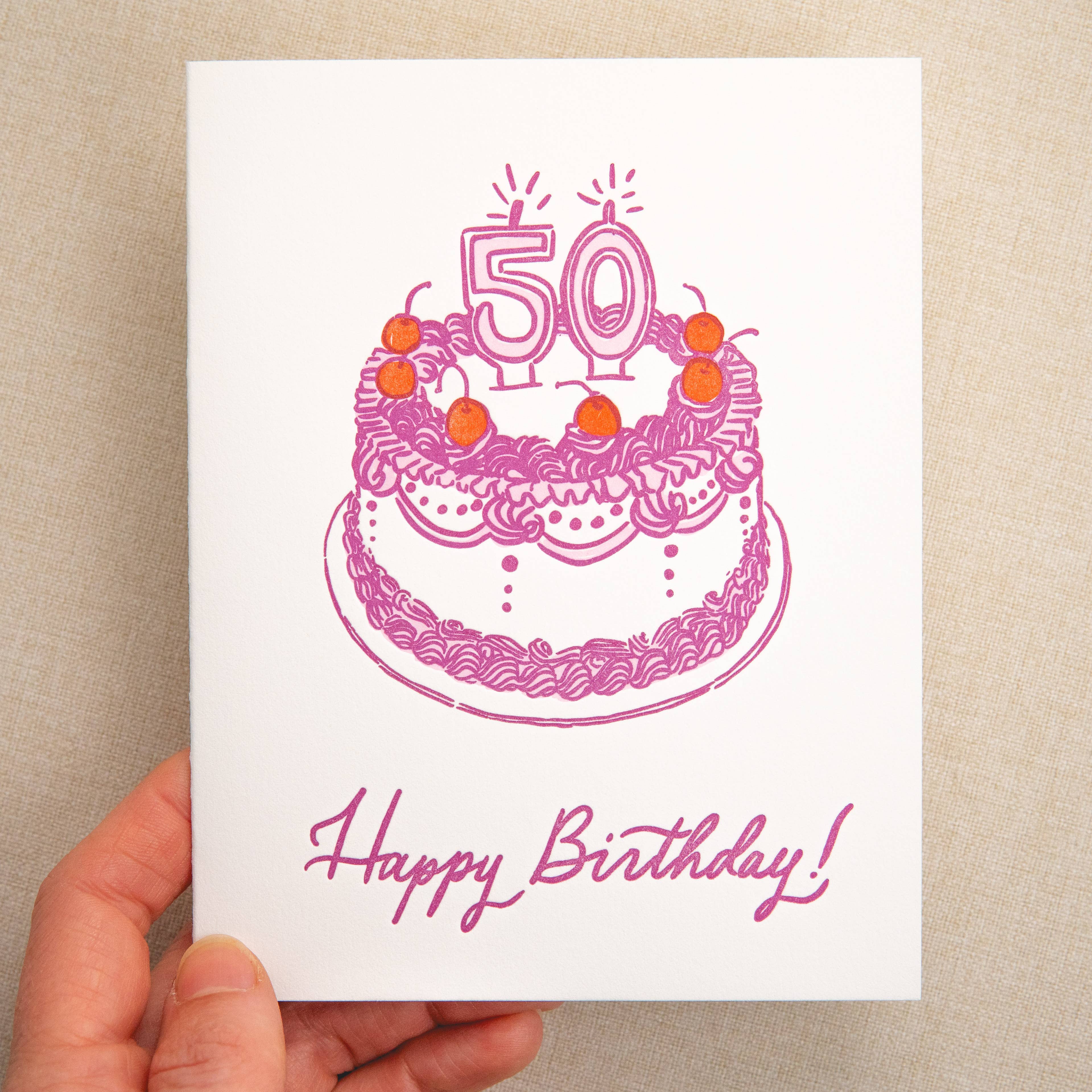 Kindred Letterpress - 50th Birthday Cake Card