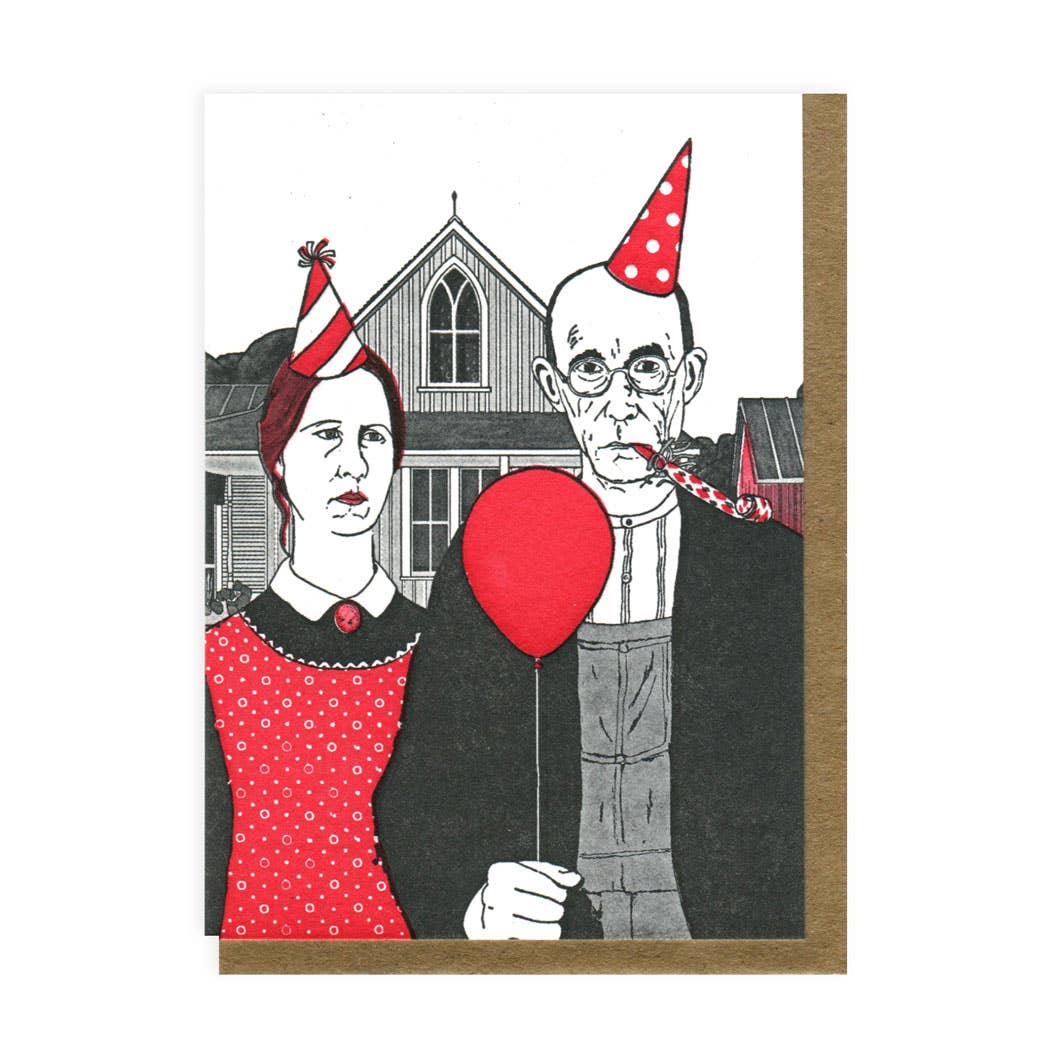 Blue Barnhouse - American Gothic Birthday Greeting Card
