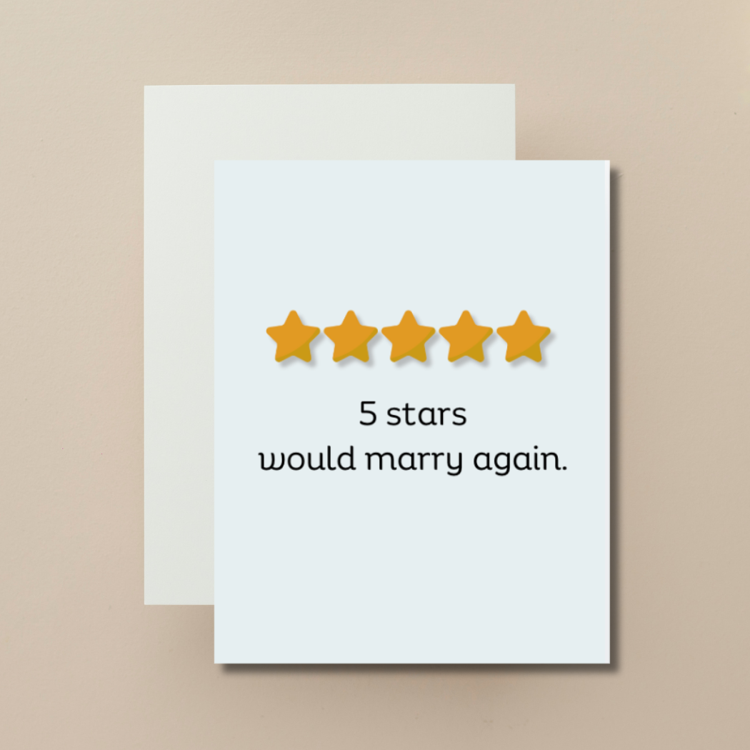 Pretty Pages - 5 Stars, Would Marry Again Anniversary Card
