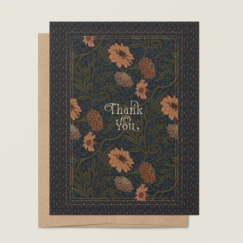 re:mused studio - Moonlight Zinnia Thank You A2 Greeting Card
