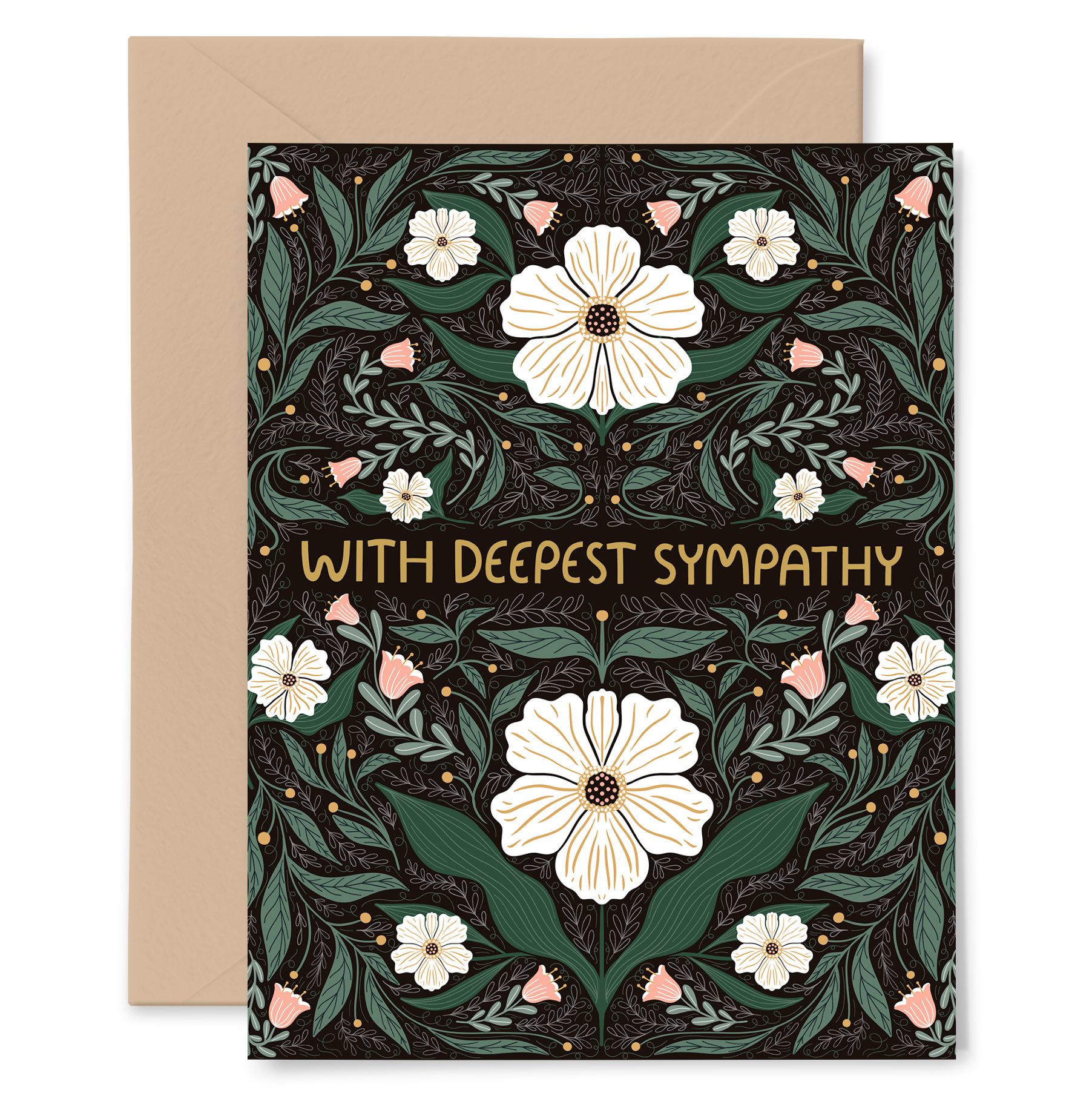 Gingiber - With Deepest Sympathy Greeting Card with gold foil