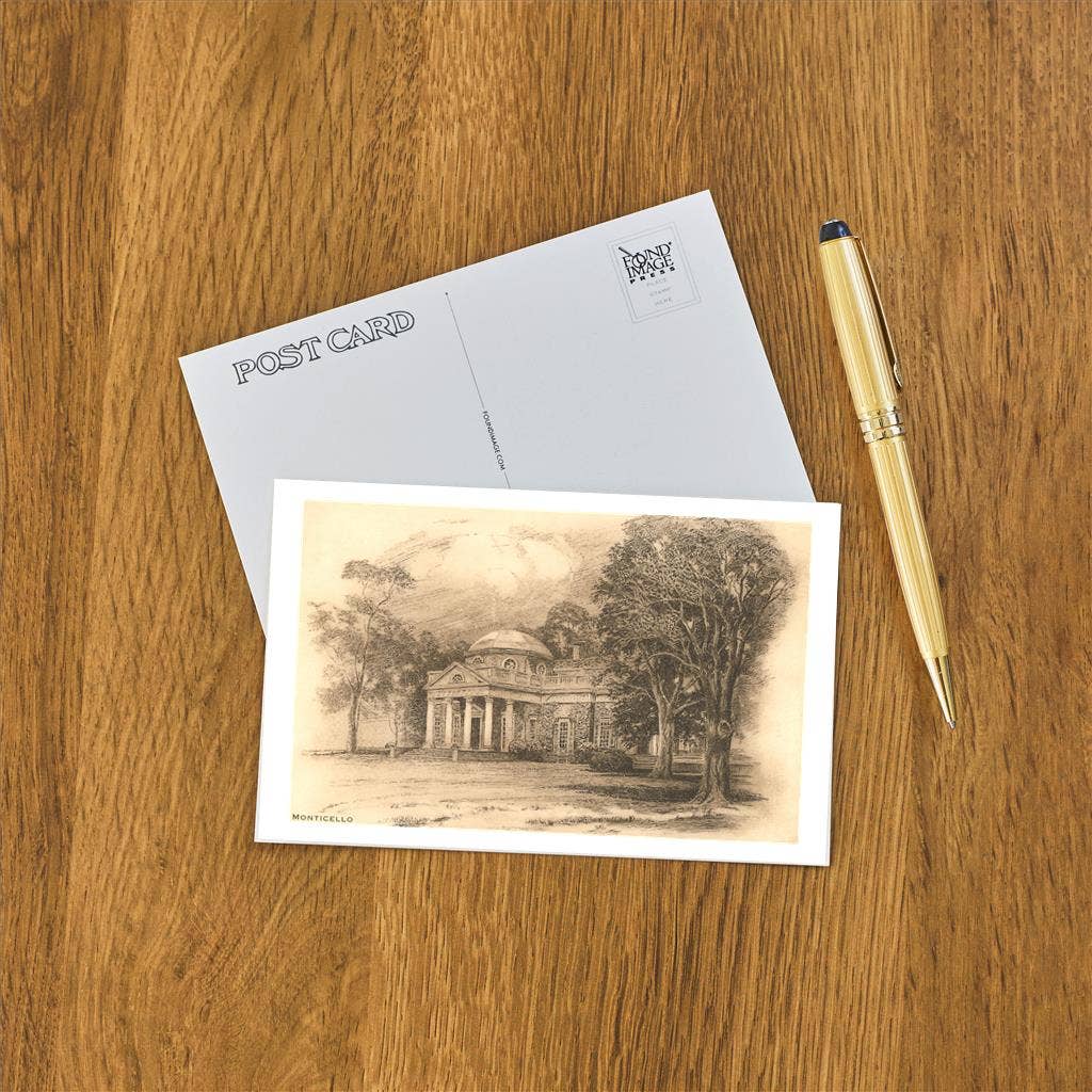 Found Image Press - Postcard VA-269 Engraving of Monticello, Charlottesville