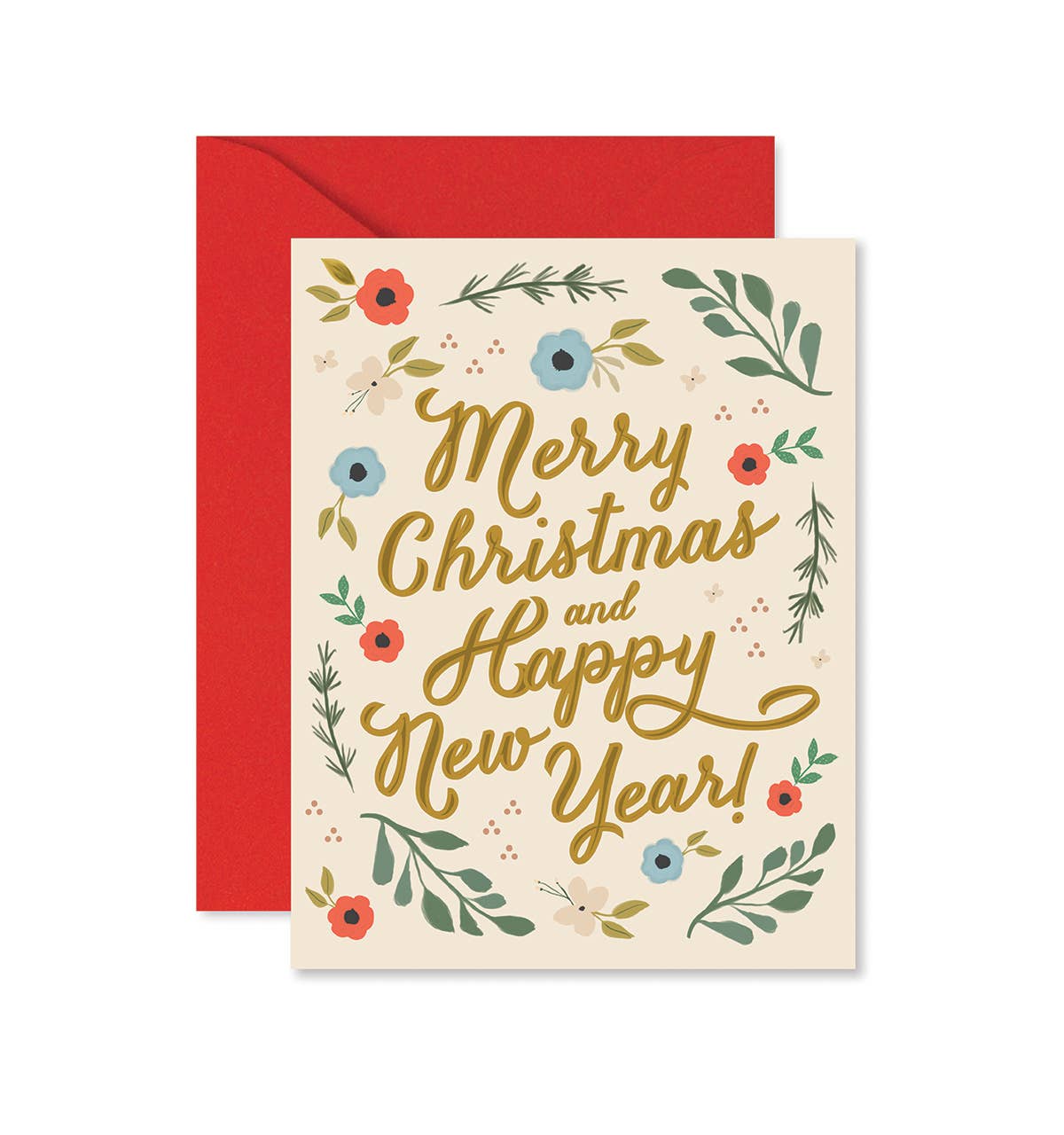 Ginger P. Designs - Merry Christmas Floral Greeting Card