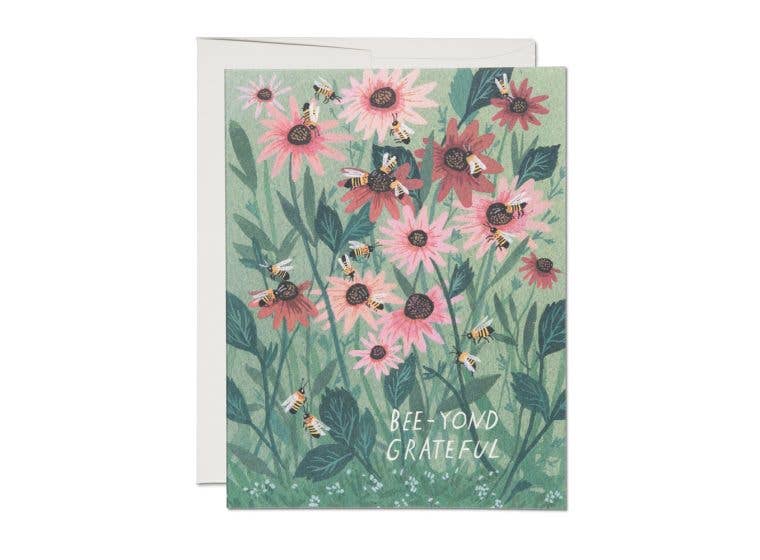 Red Cap Cards - Bee-yond Grateful Thank You Greeting Card