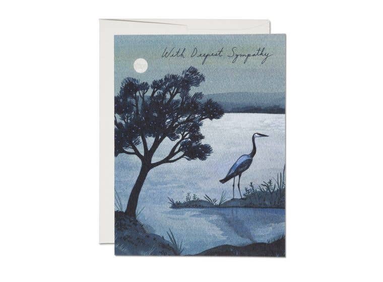 Red Cap Cards - Blue Heron Sympathy Greeting Card