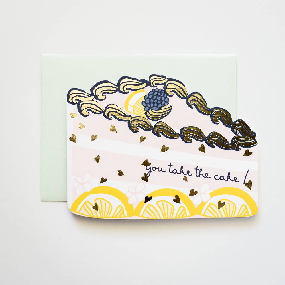 ILOOTPAPERIE - You Take the Cake! Die Cut Congrats / Birthday Greeting Card