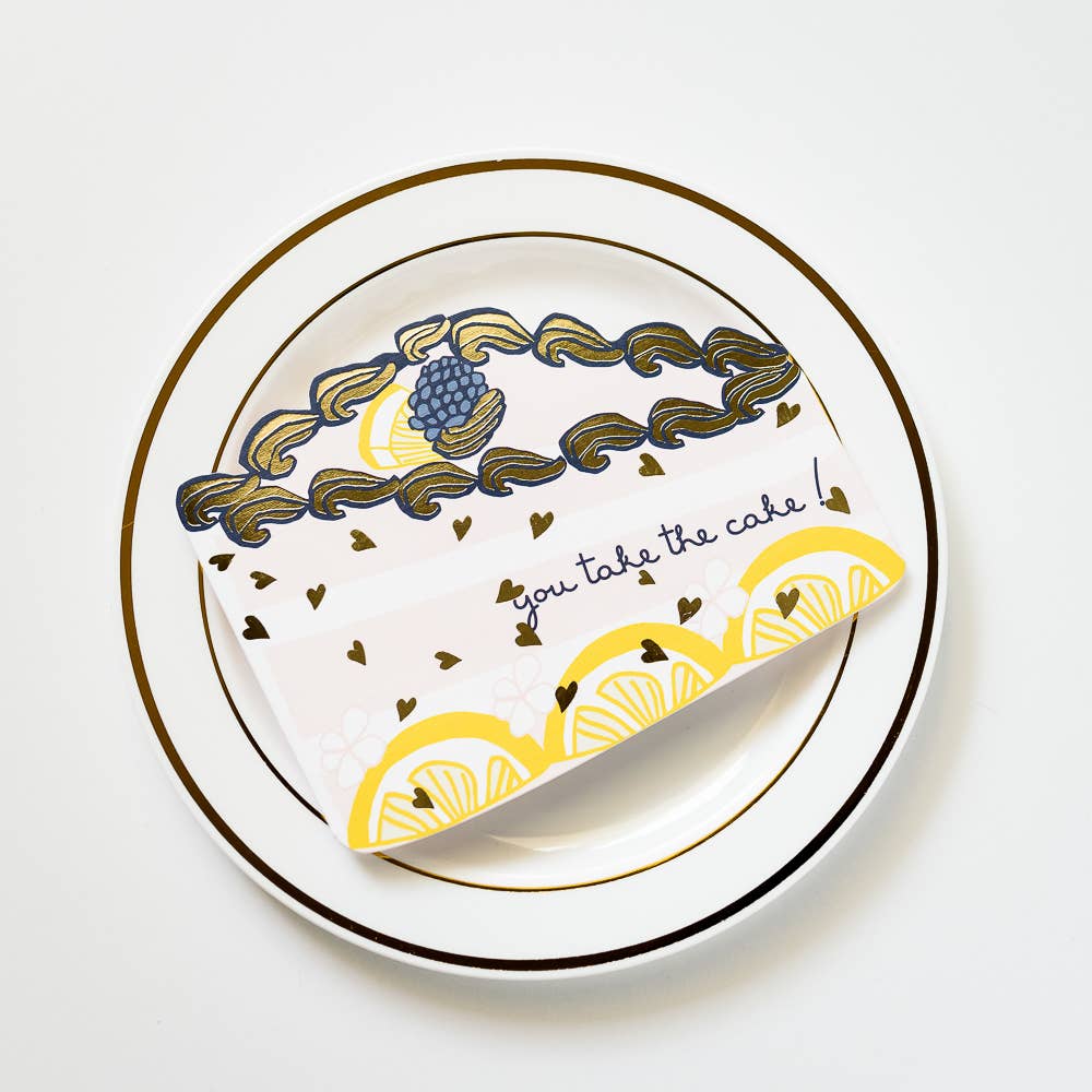 ILOOTPAPERIE - You Take the Cake! Die Cut Congrats / Birthday Greeting Card