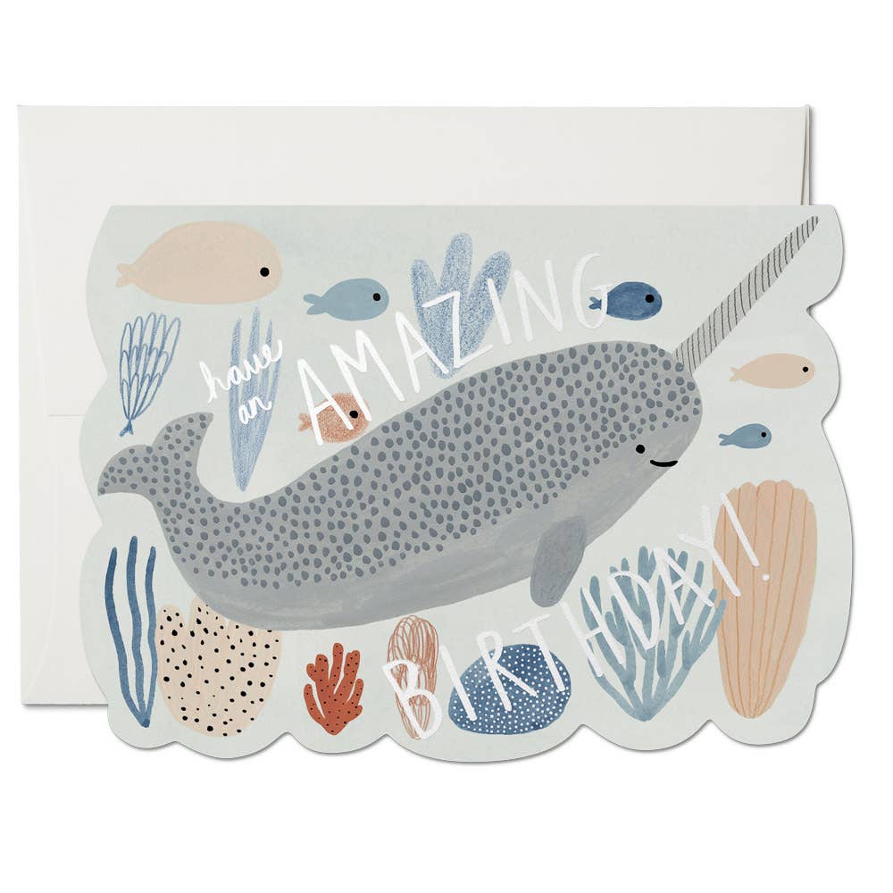 Red Cap Cards - Narwhal Birthday Greeting Card