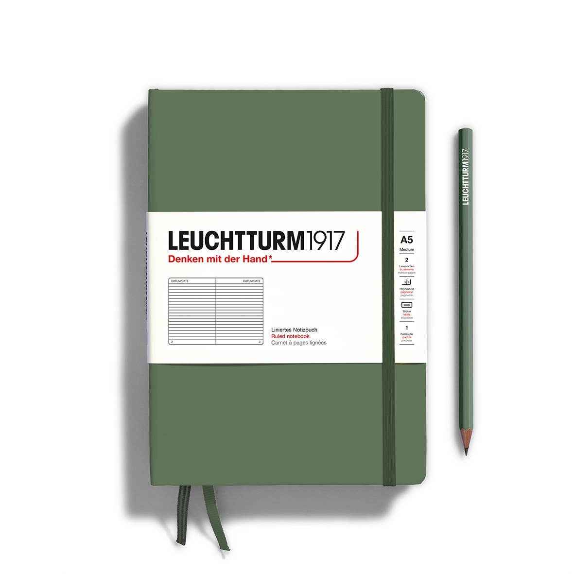 Leuchtturm1917- Notebooks - Medium (A5): Olive / Hardcover / Ruled