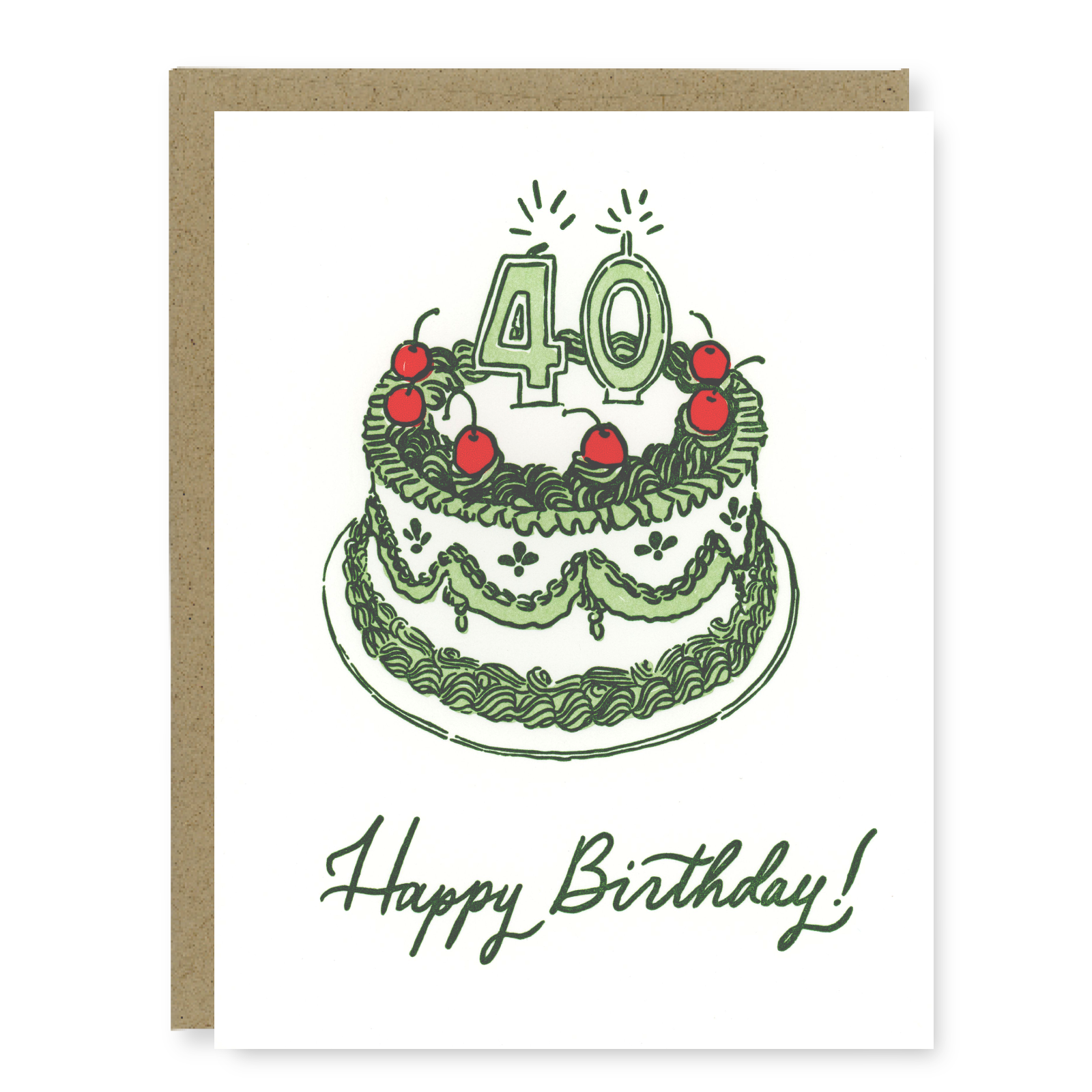 Kindred Letterpress - 40th Birthday Cake Card