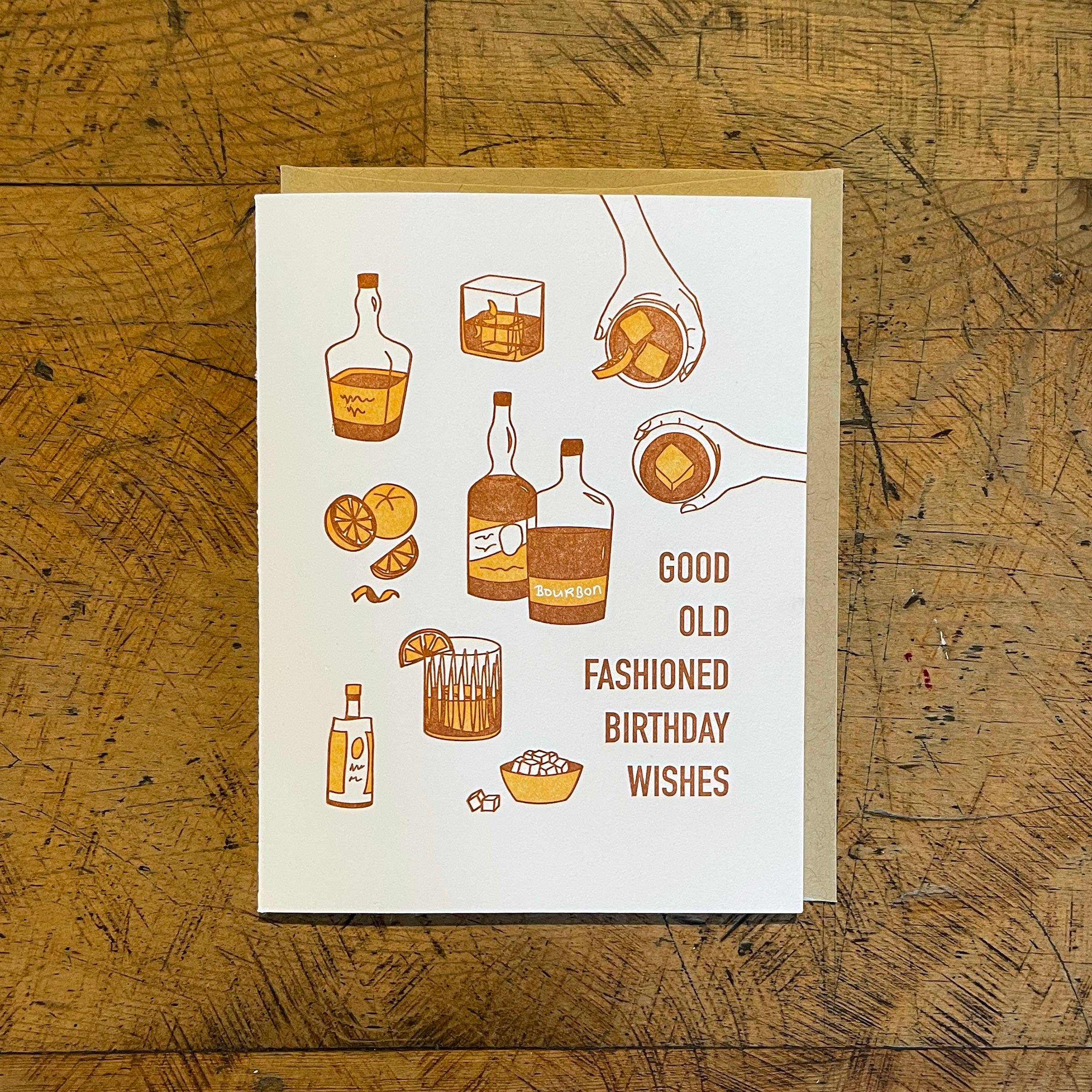 Green Bird Press - Old Fashioned Birthday Letterpress Card