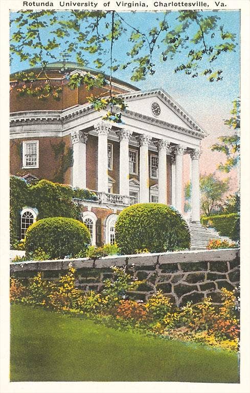 Found Image Press - Postcard VA-46 University Rotunda, Charlottesville
