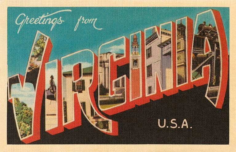 Found Image Press - Postcard VA-373 Greetings from Virginia, USA