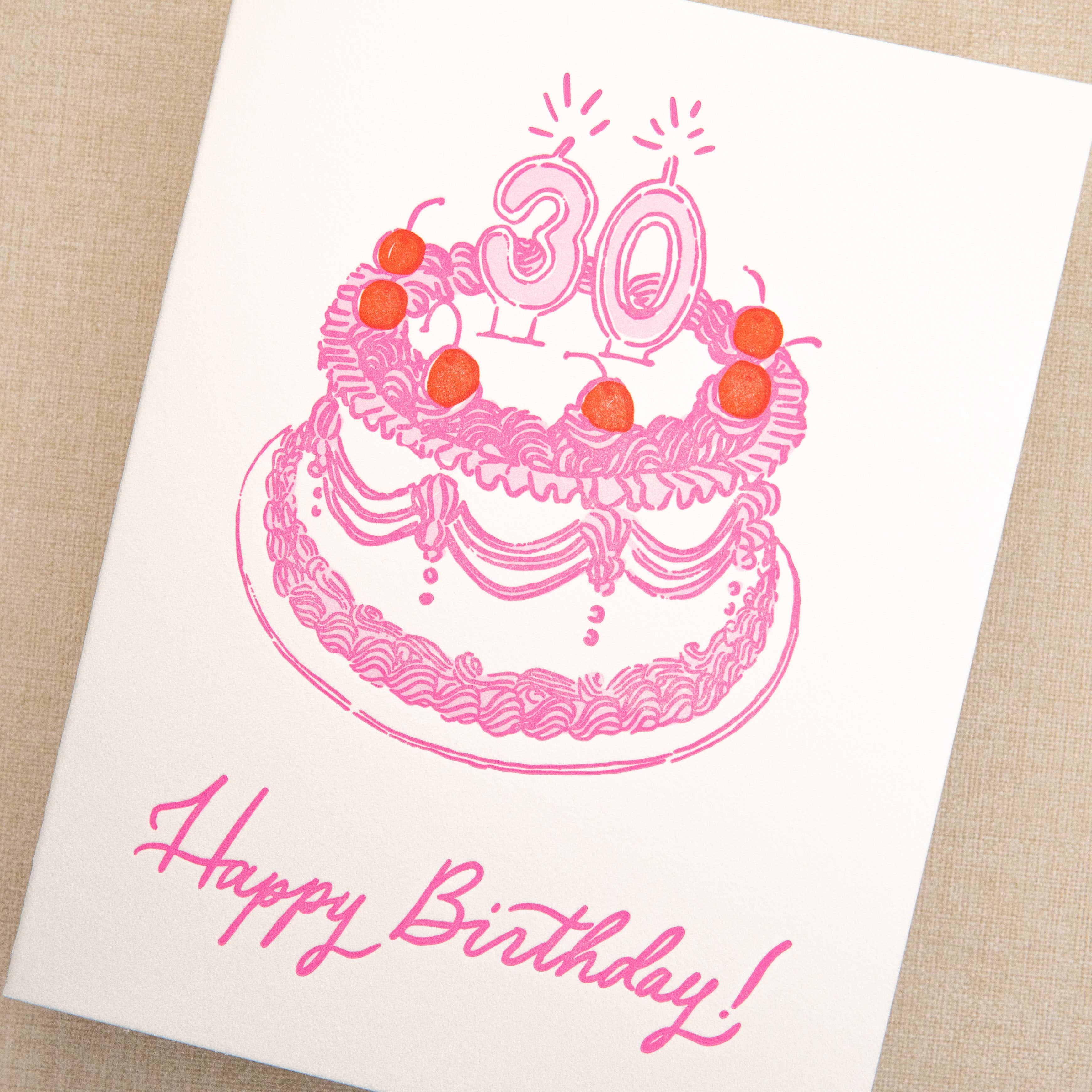 Kindred Letterpress - 30th Birthday Cake Card
