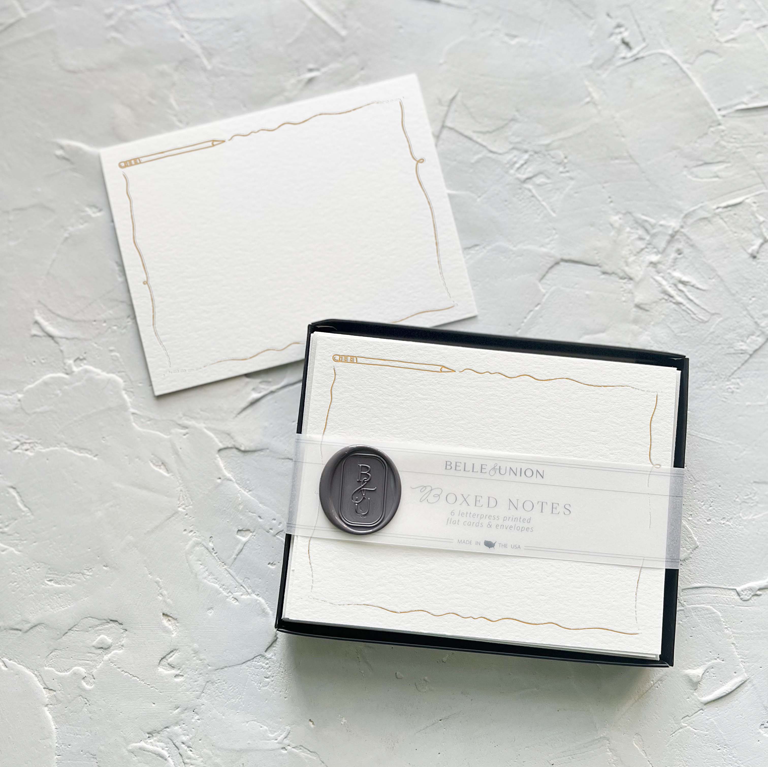 Belle & Union - Pencil Boxed Notes, set of 6 cards