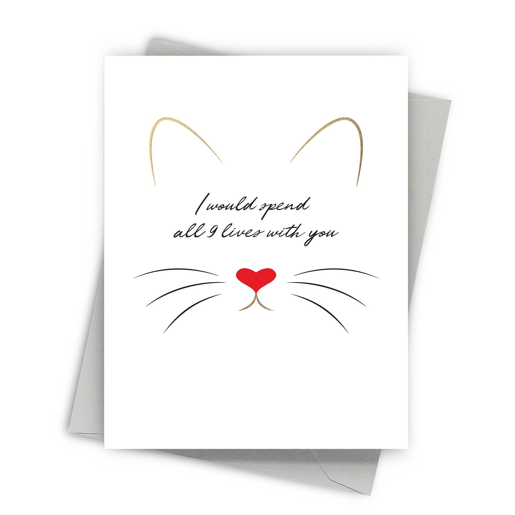Fine Moments - All 9 Lives With You Gold Foil Cat Love Card