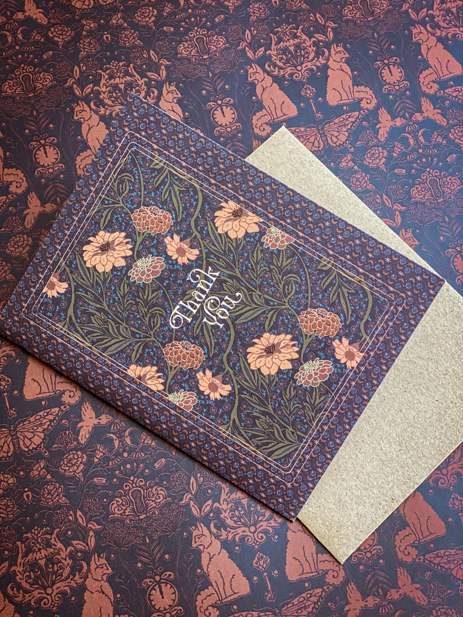 re:mused studio - Moonlight Zinnia Thank You A2 Greeting Card