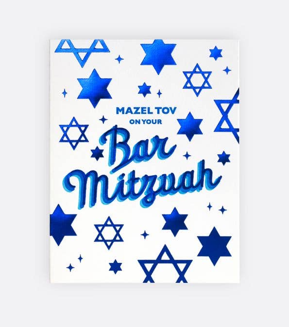 Elum Designs - Congrats Starry Mitzvah BLUE Greeting Card