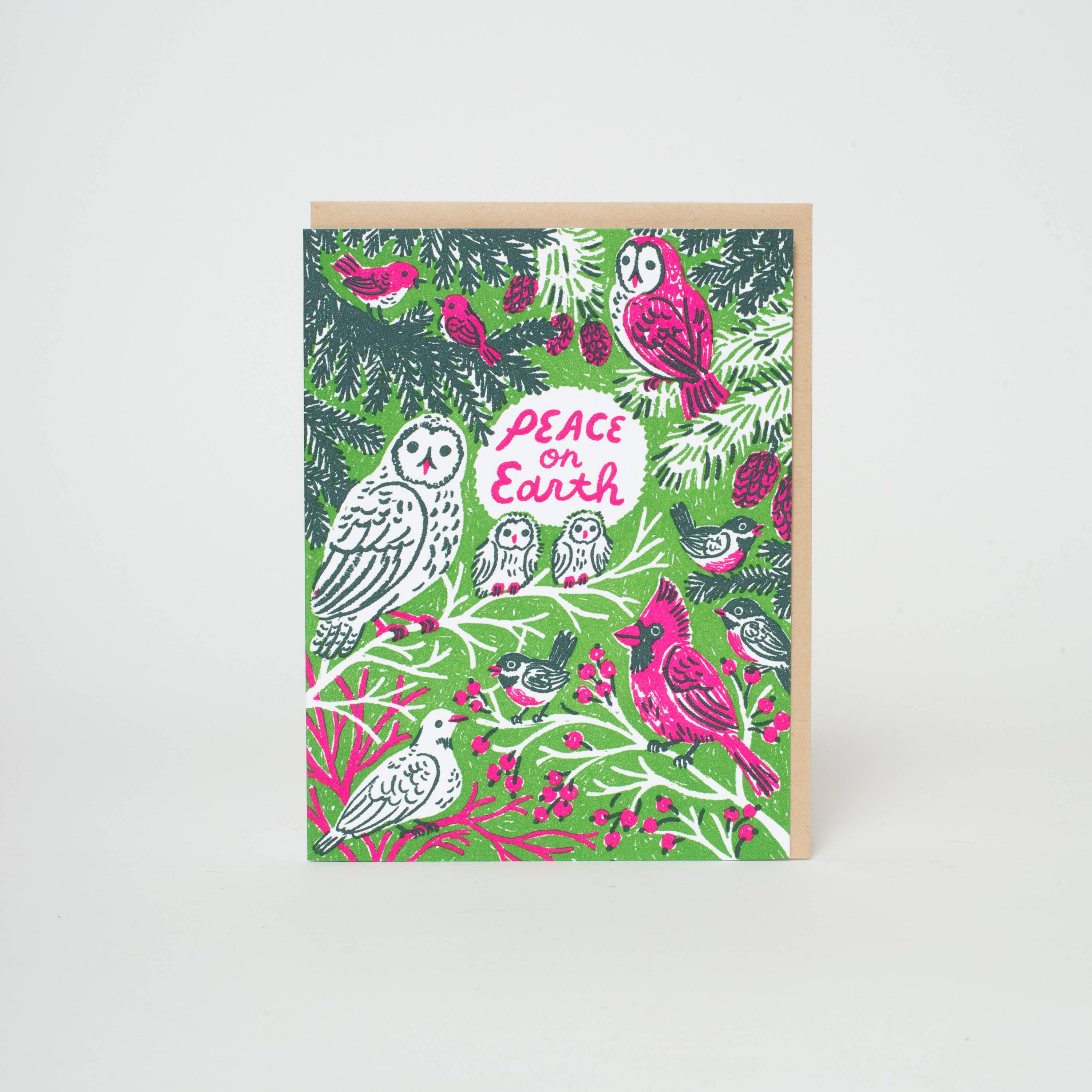 Egg Press Manufacturing - Peace Birds Letterpress Holiday Greeting Card by Phoebe Wahl