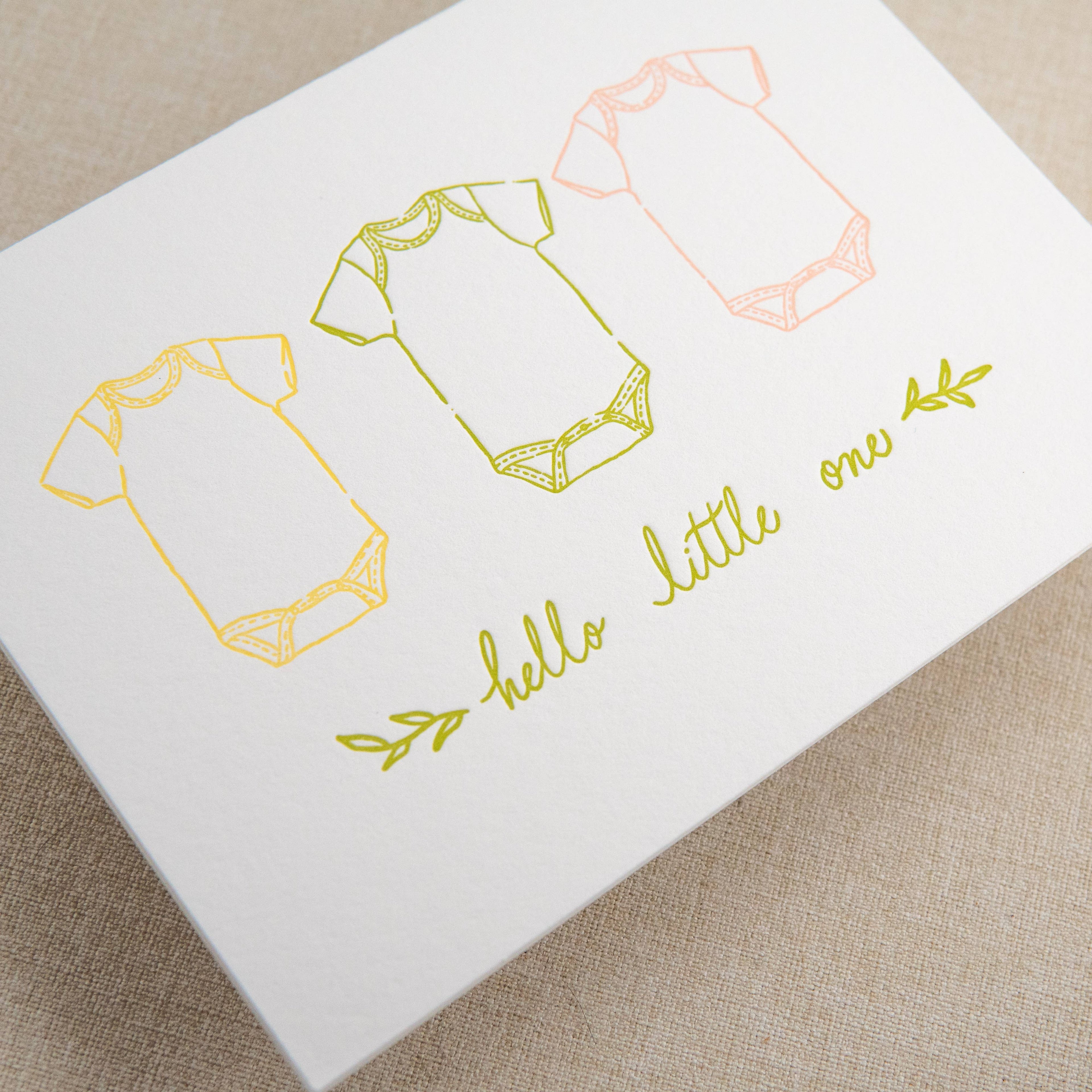 Kindred Letterpress - Onesie Baby Card | Letterpress Baby Card