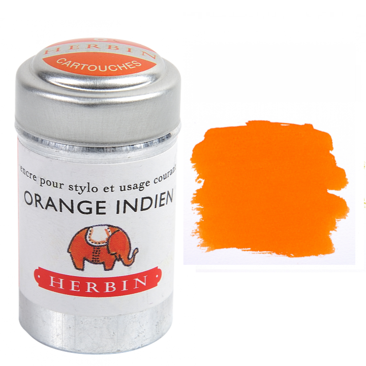 Herbin Fountain Pen Ink Cartridges - Tin of 6: Bleu des Profondeurs (Deep Sea Blue)