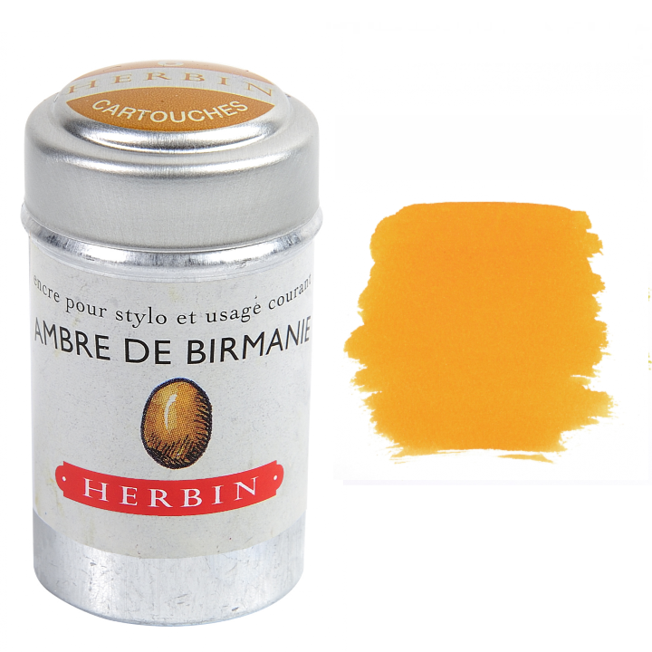 Herbin Fountain Pen Ink Cartridges - Tin of 6: Bleu des Profondeurs (Deep Sea Blue)