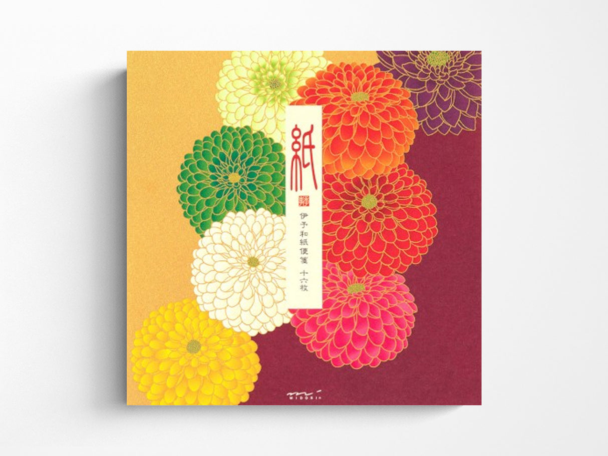 Midori - Letter Pad 183 Silk-Printing Pompon Chrysanthemum