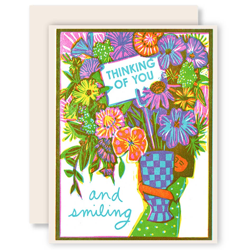 Heartell Press - Thinking of You and Smiling Letterpress Card