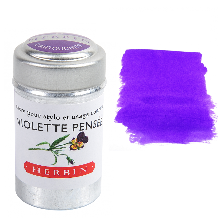 Herbin Fountain Pen Ink Cartridges - Tin of 6: Bleu des Profondeurs (Deep Sea Blue)