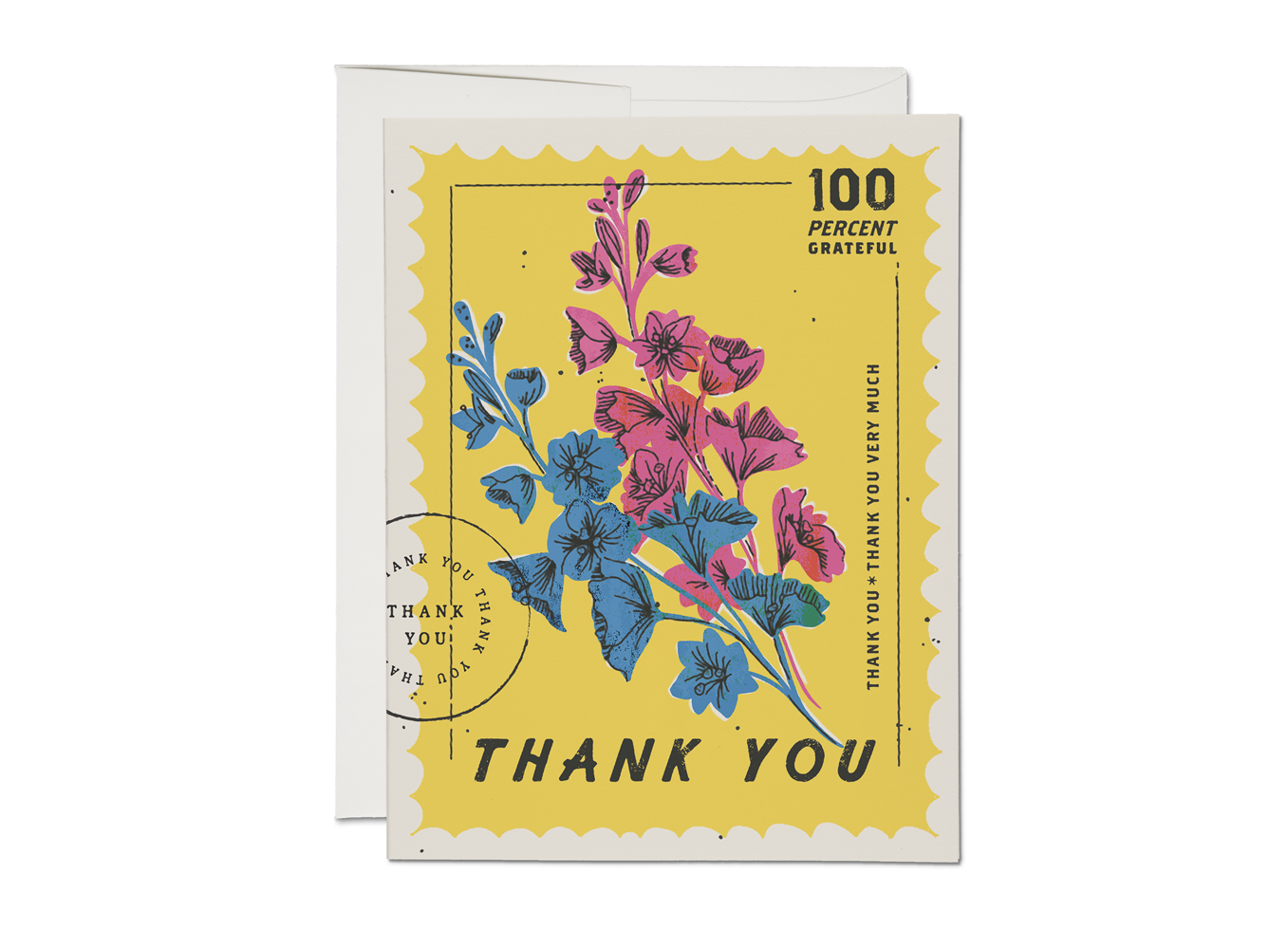 Red Cap Cards - 100% Percent Thank You Greeting Card