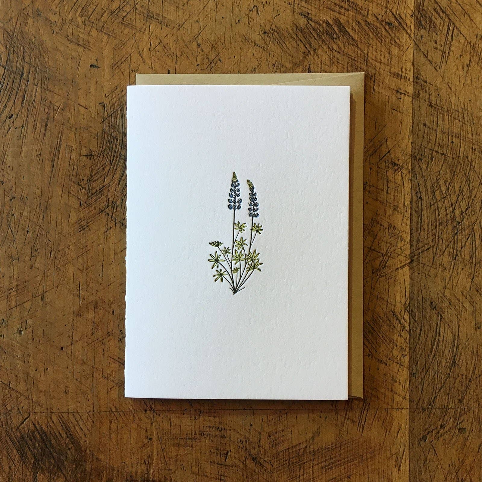 Green Bird Press - Lupine Wildflower Letterpress Card
