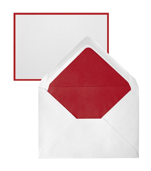 Original Crown Mill Bi-Color Note Card Box, White\Red