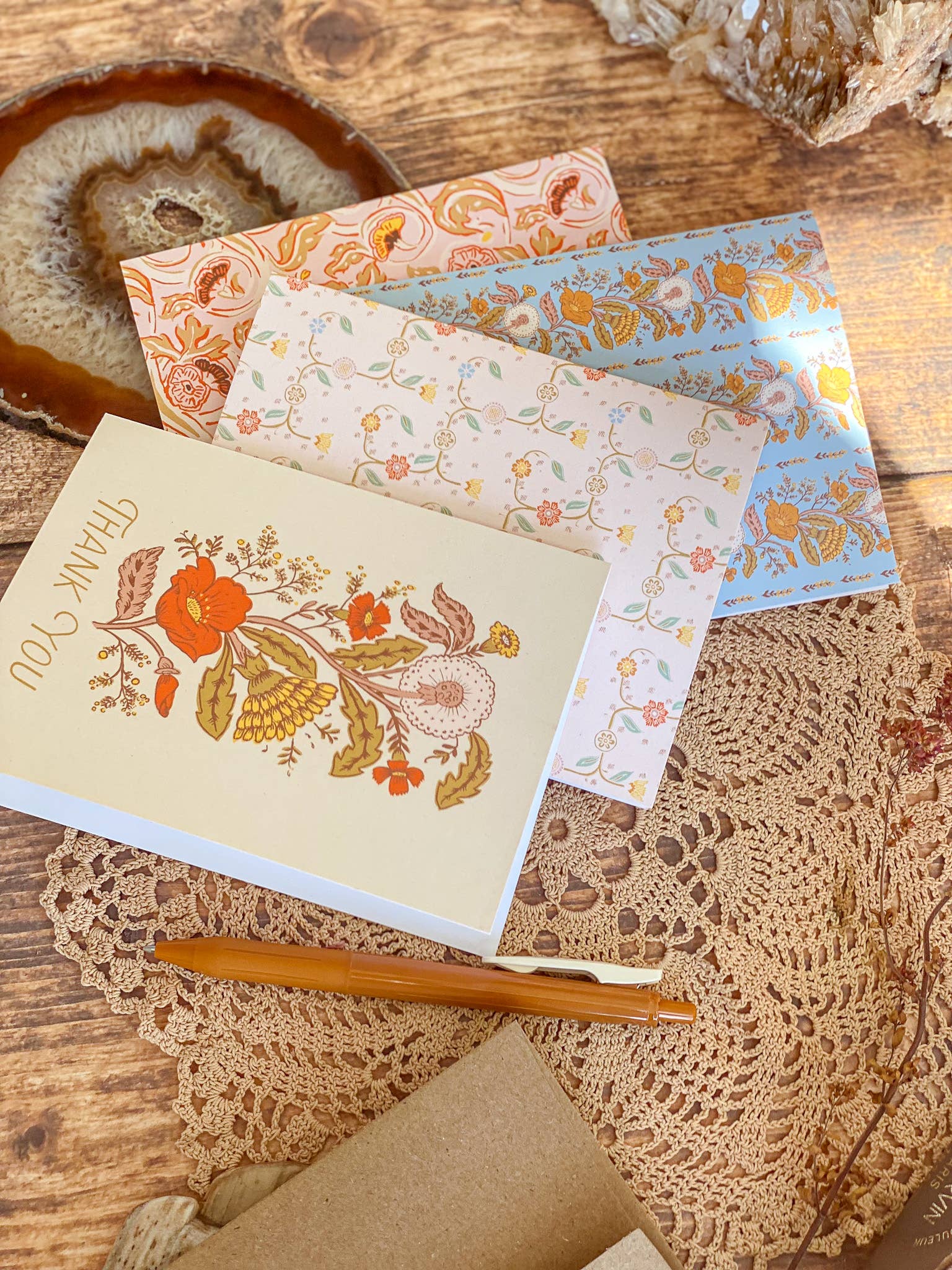 re:mused studio - Dandelion Poppy Rows A2 Greeting Card