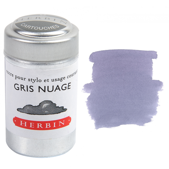 Herbin Fountain Pen Ink Cartridges - Tin of 6: Bleu des Profondeurs (Deep Sea Blue)