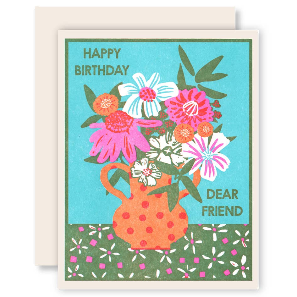 Heartell Press - Happy Birthday Dear Friend Letterpress Card