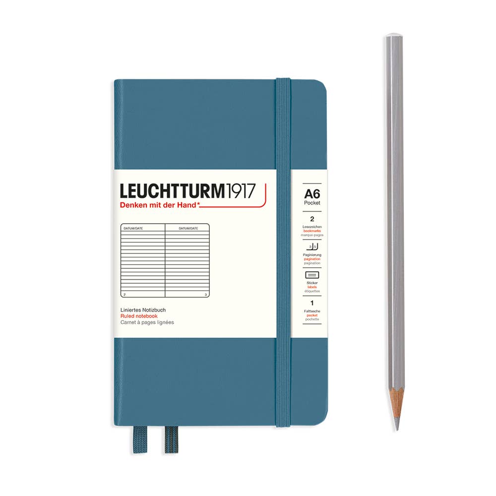 LEUCHTTURM1917 - Notebooks - Pocket (A6): Stone Blue / Hardcover / Ruled