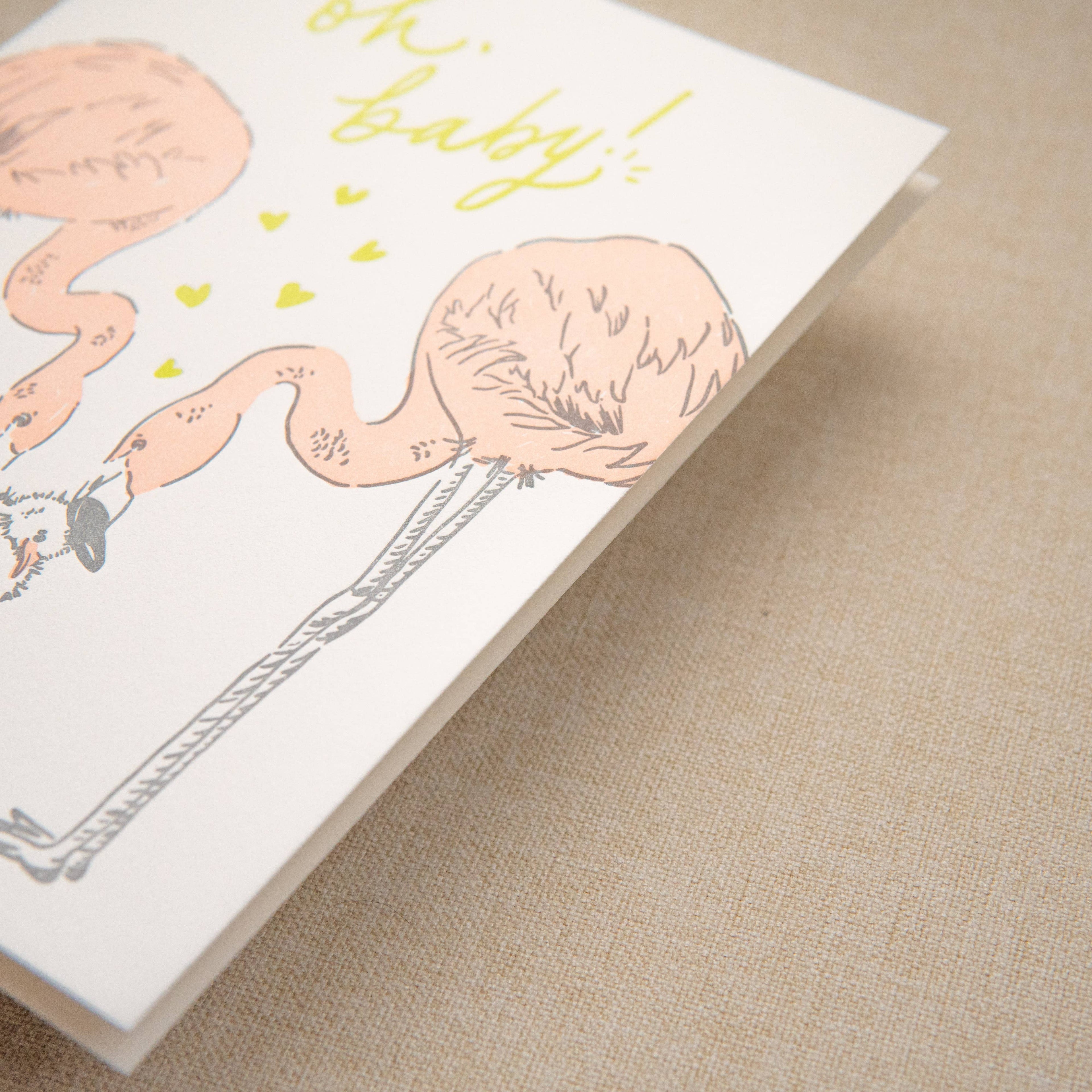 Kindred Letterpress - Flamingo Baby Card