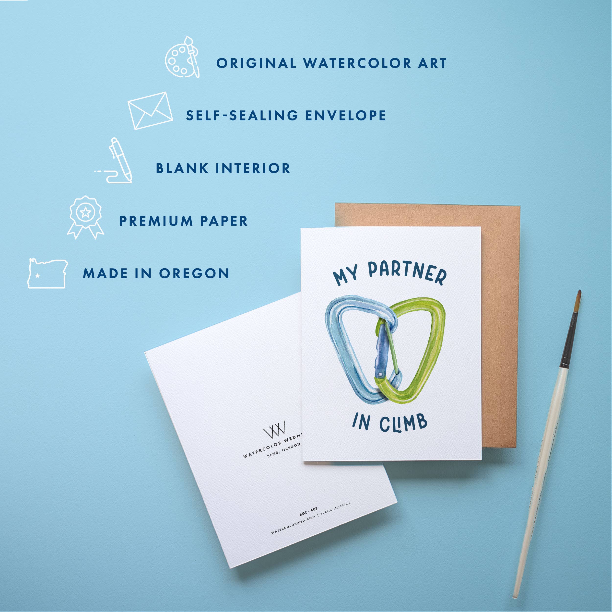 Watercolor Wednesday - Rock Climbing Love Card