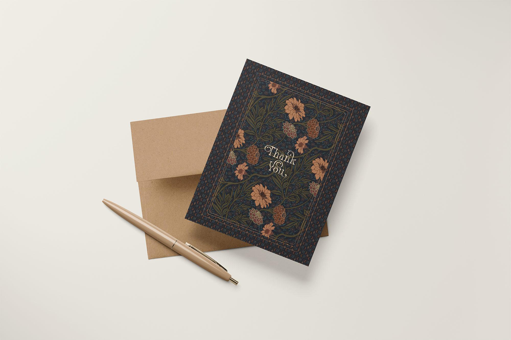 re:mused studio - Moonlight Zinnia Thank You A2 Greeting Card