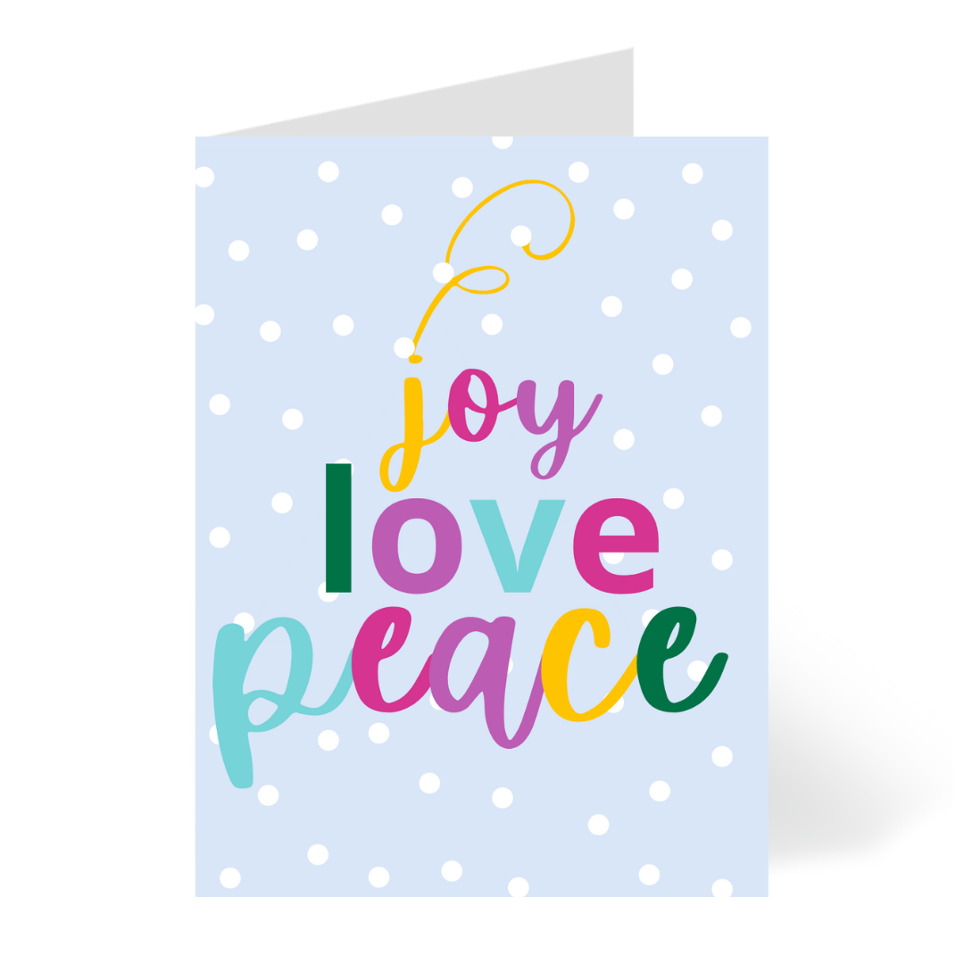 CheerNotes - Joy, Love, Peace | Black Christmas Holiday Greeting Card