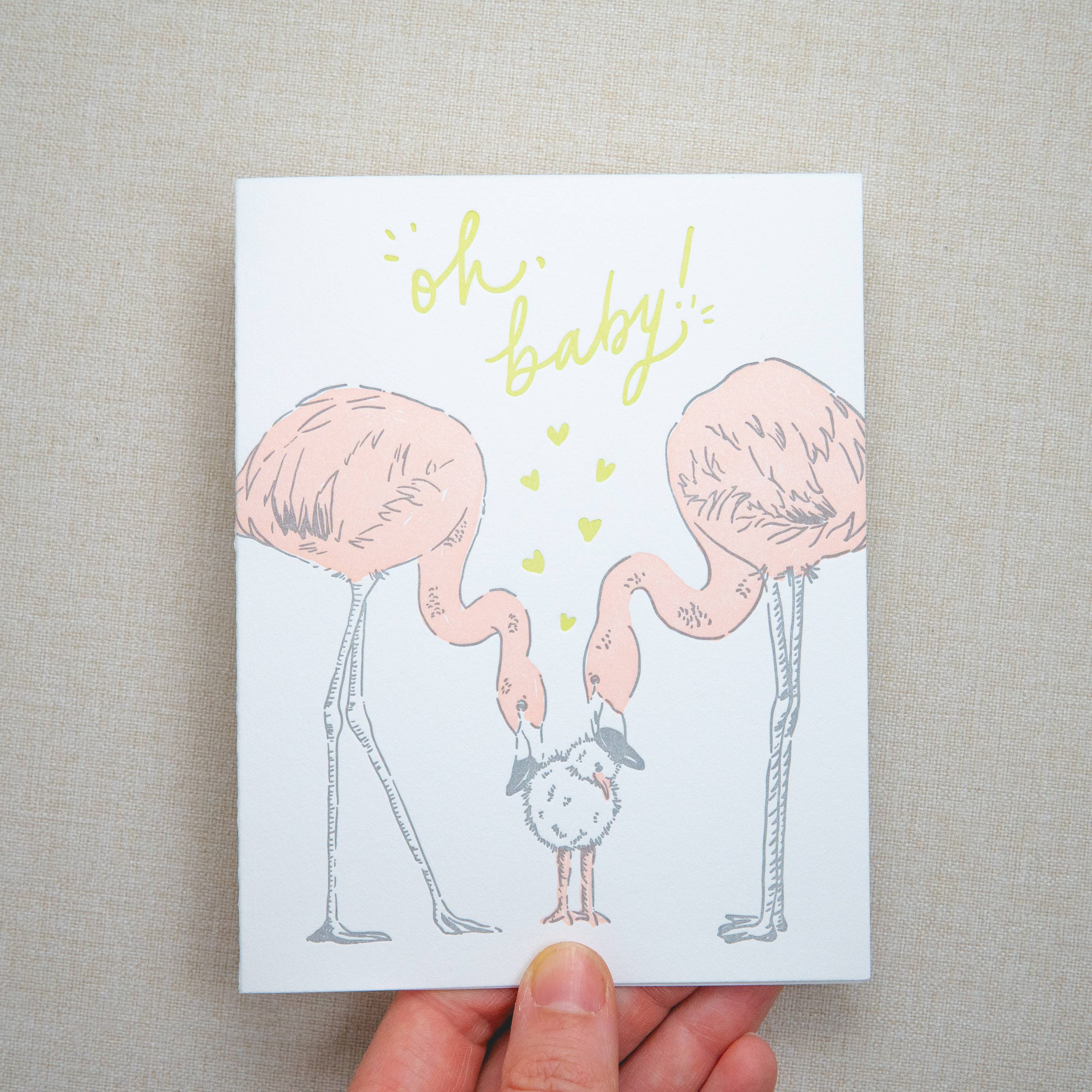 Kindred Letterpress - Flamingo Baby Card