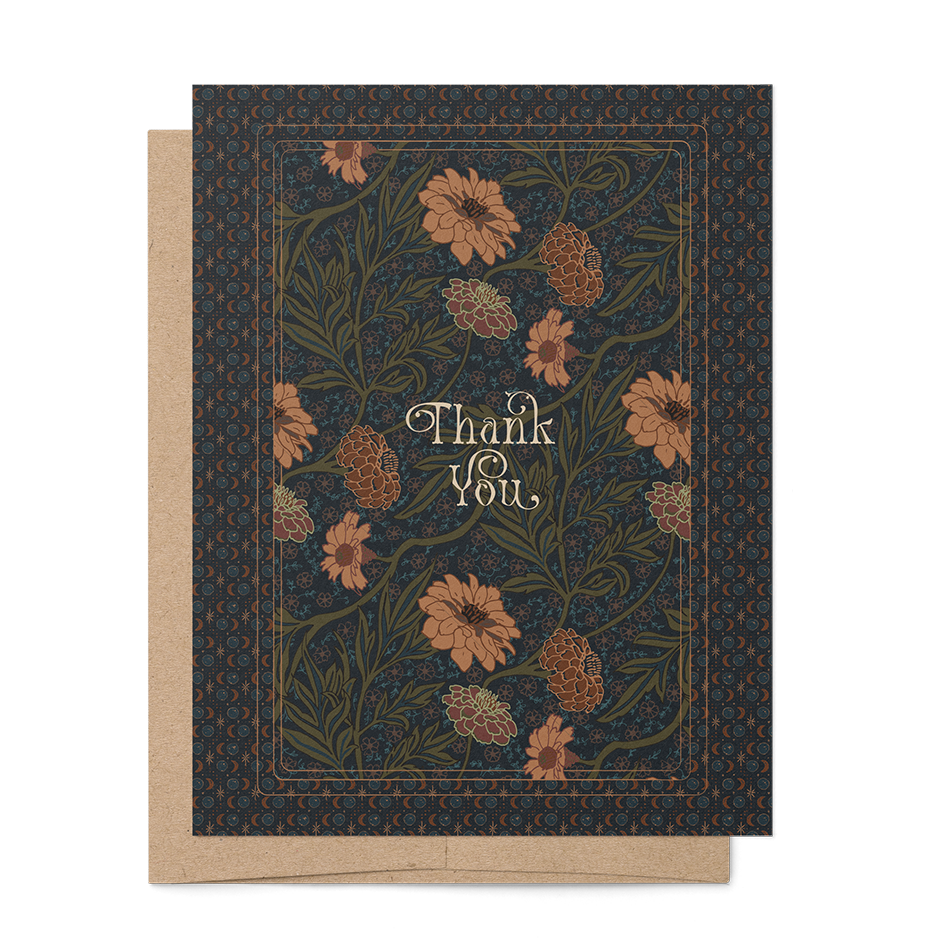 re:mused studio - Moonlight Zinnia Thank You A2 Greeting Card