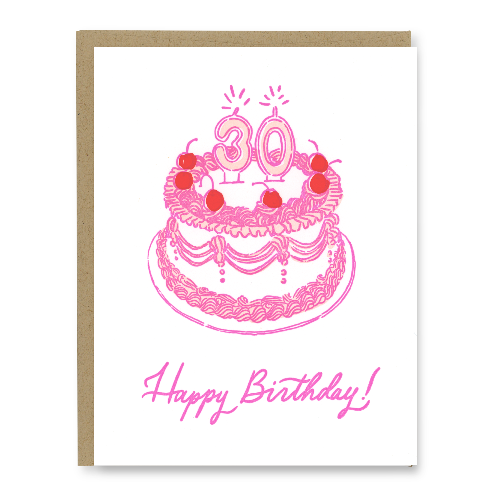 Kindred Letterpress - 30th Birthday Cake Card