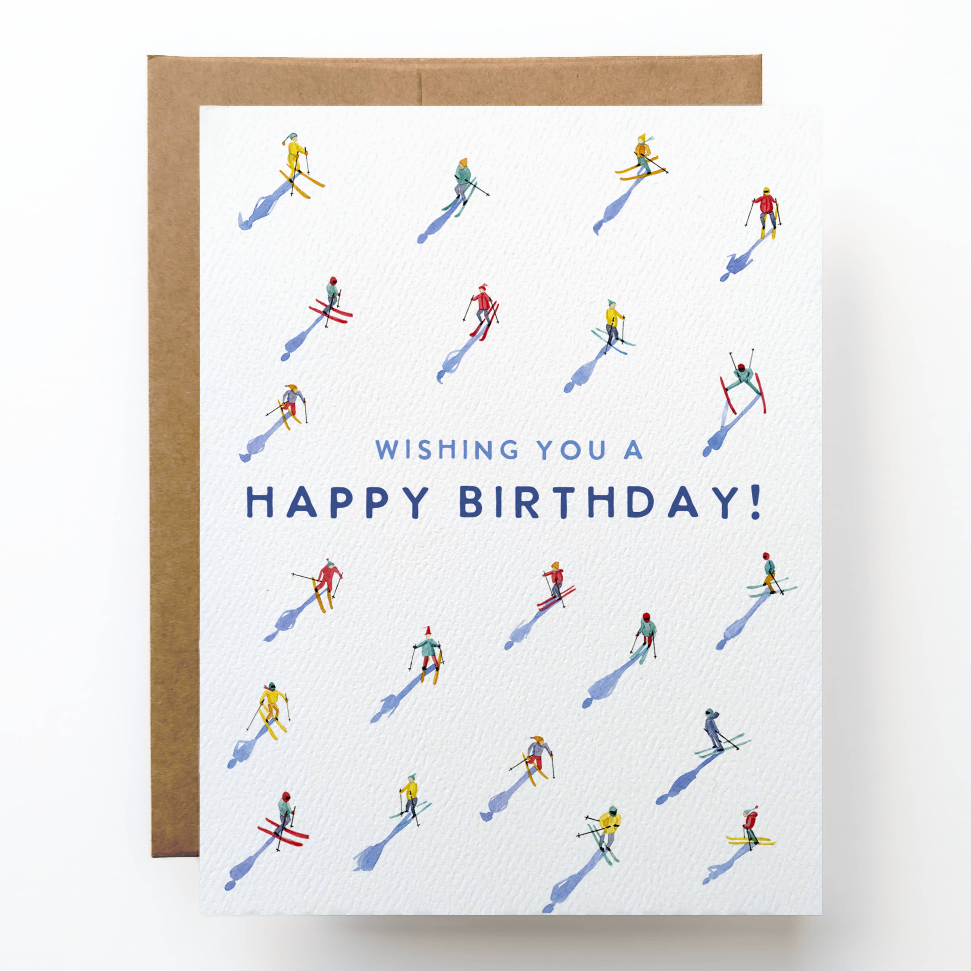 Watercolor Wednesday - Skiing Birthday Card | Winter Happy Birthday Card for Skier