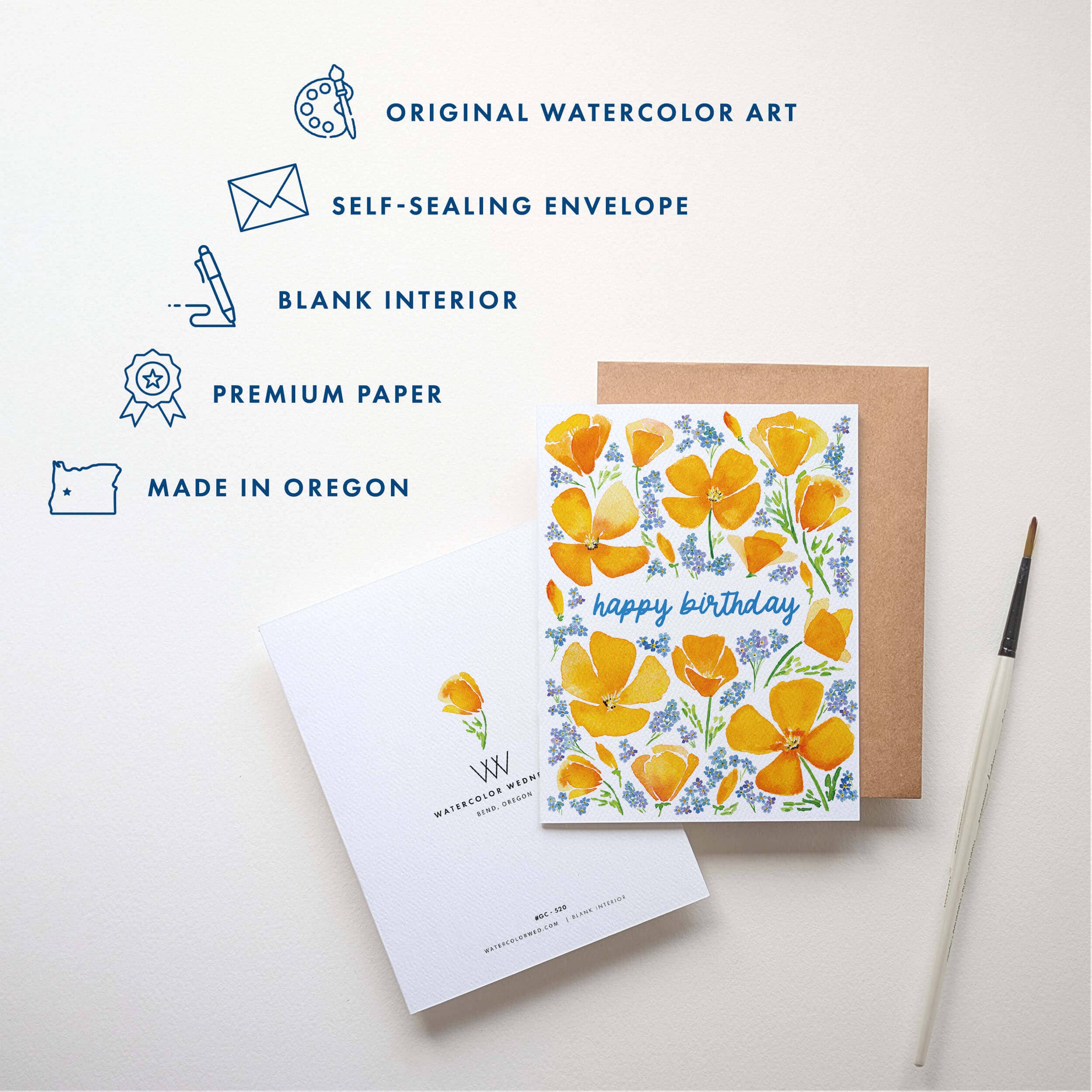 Watercolor Wednesday - Wildflower Birthday Card |  Floral Poppy Happy Birthday Card