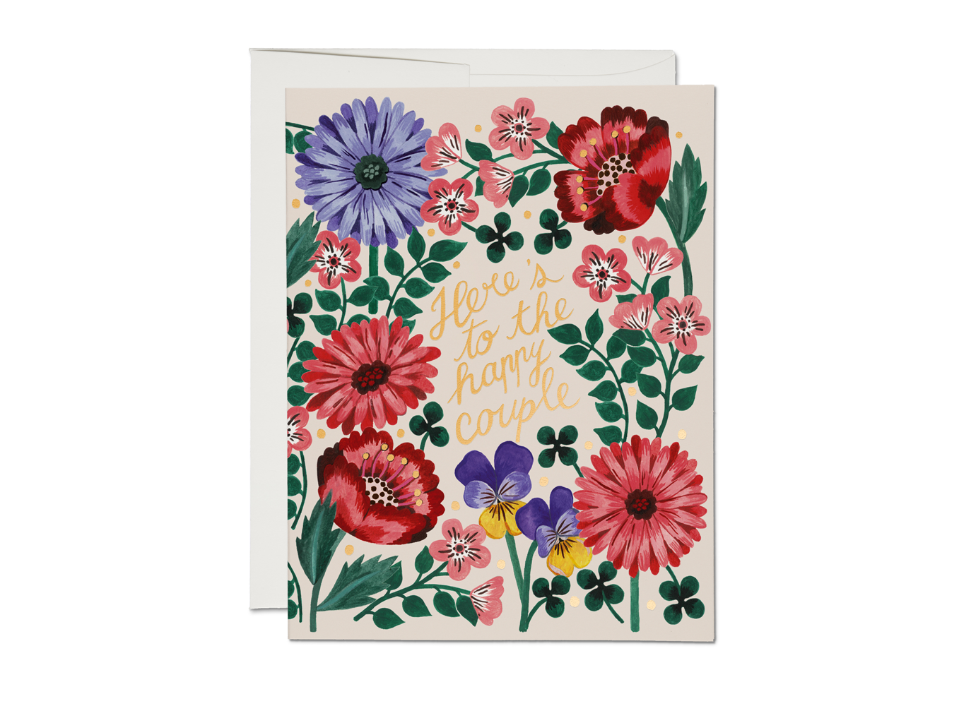 Red Cap Cards - Blooming Couple Wedding Greeting Card