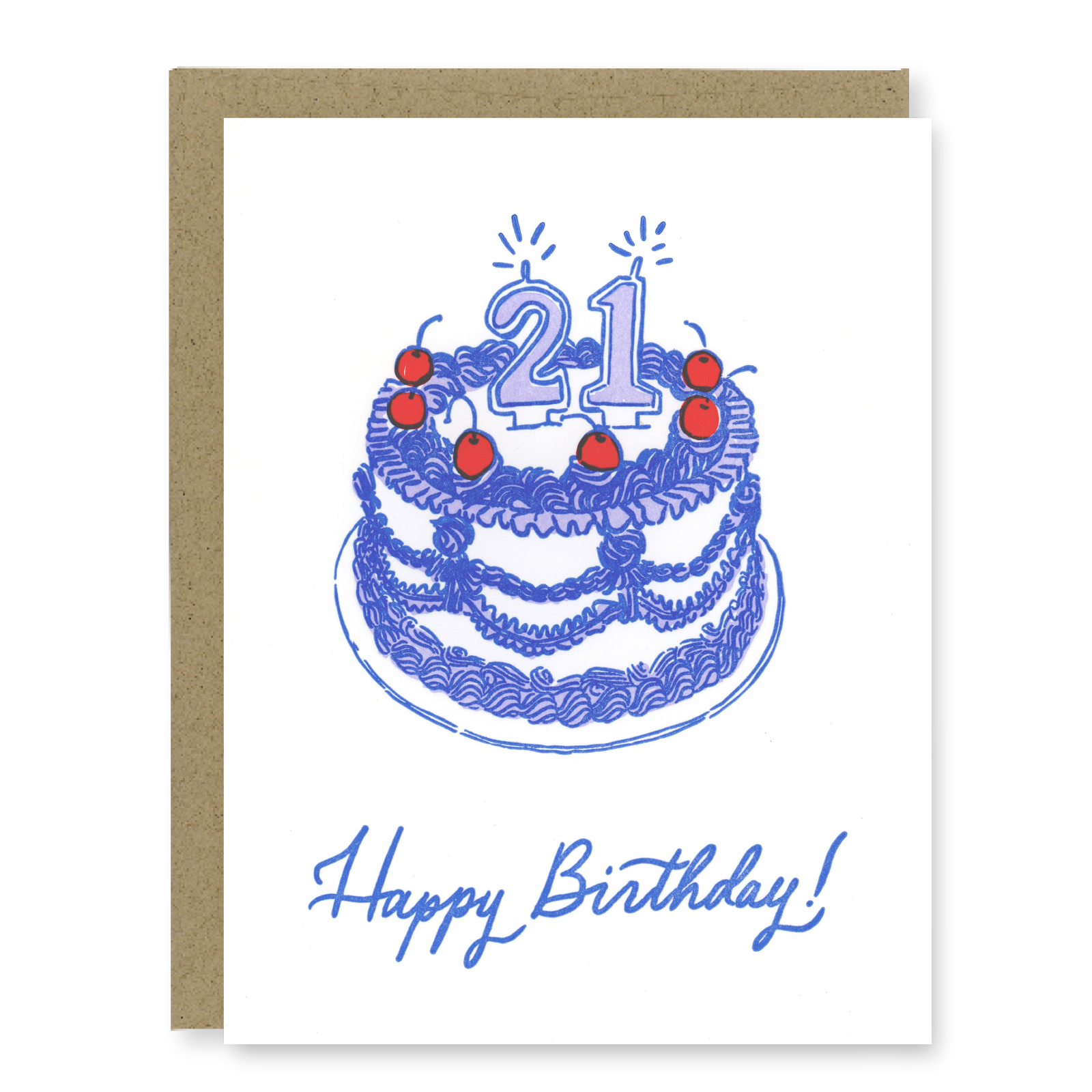 Kindred Letterpress - 21st Birthday Cake Card