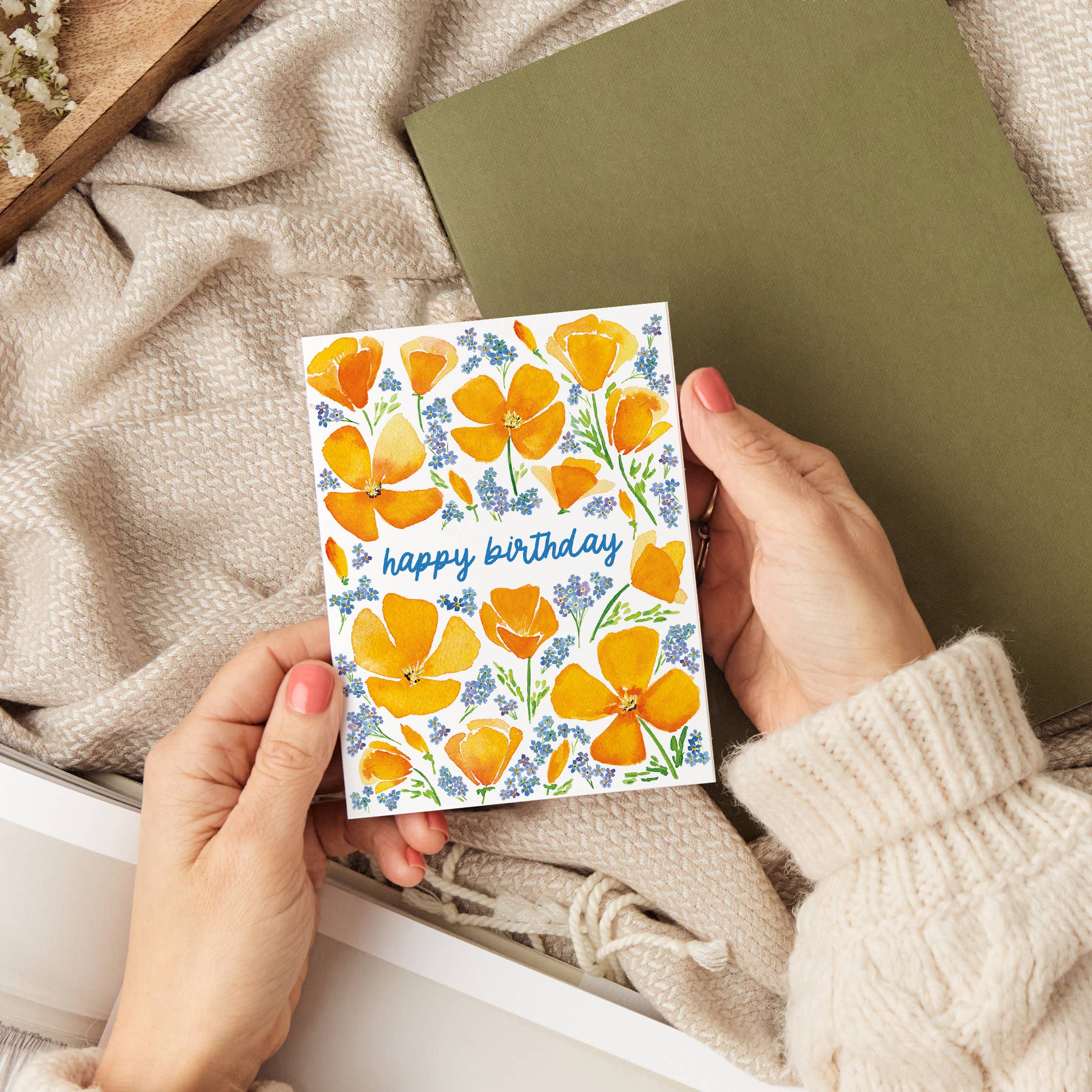 Watercolor Wednesday - Wildflower Birthday Card |  Floral Poppy Happy Birthday Card