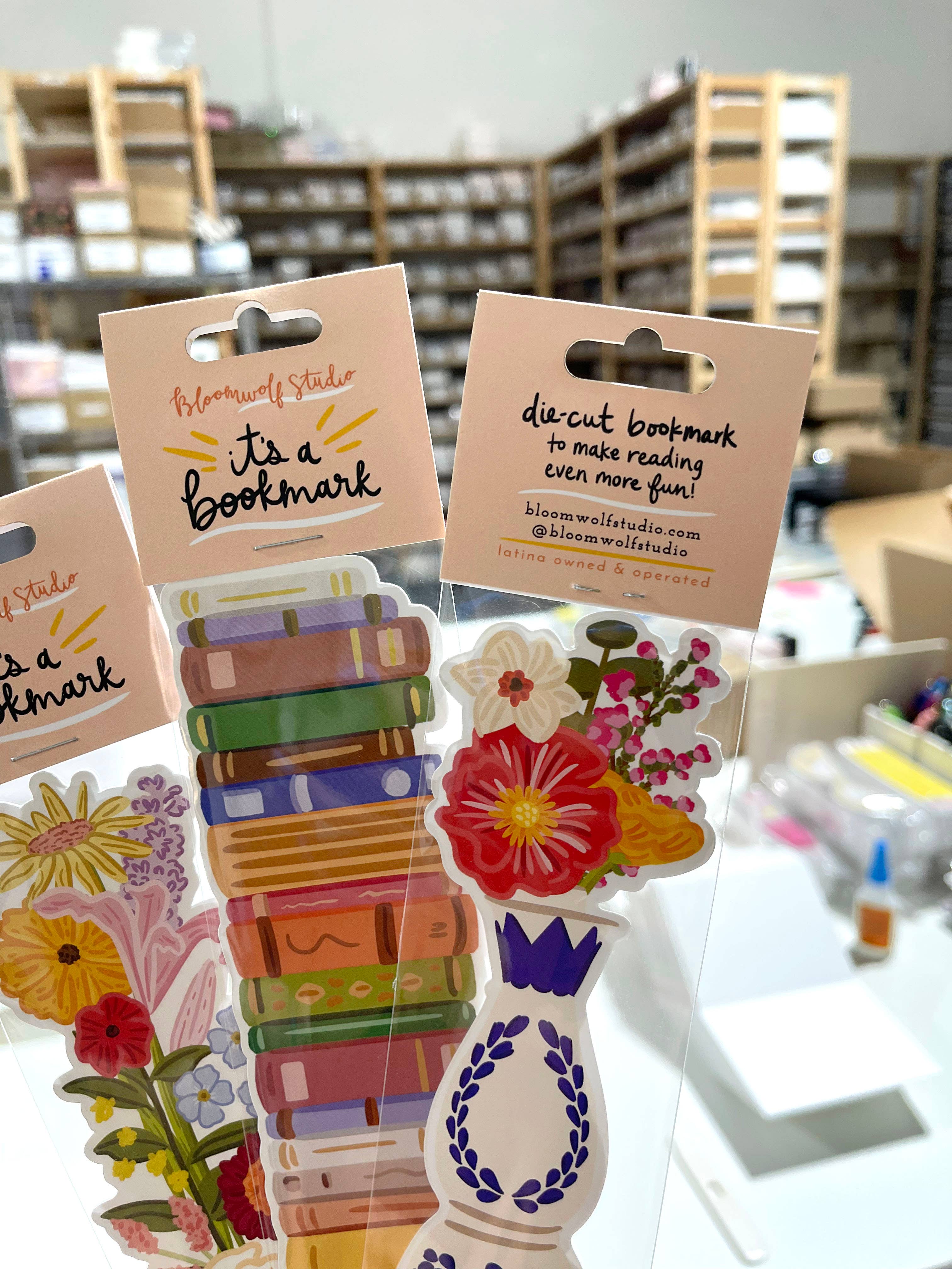 Bloomwolf Studio - Stack of Books Die Cut Bookmark